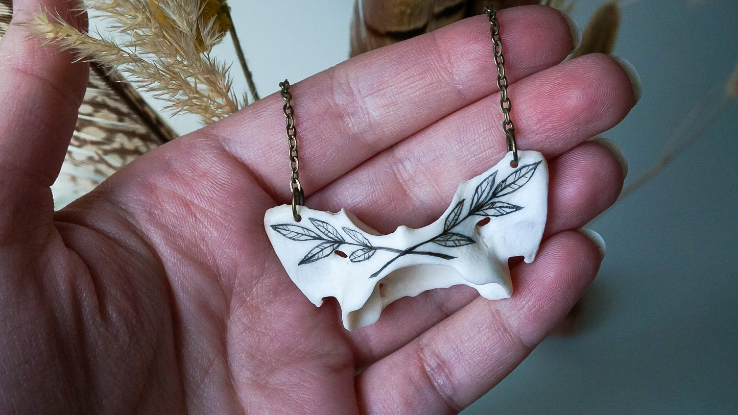 Hand-painted Red fox Atlas Vertebrae Necklace