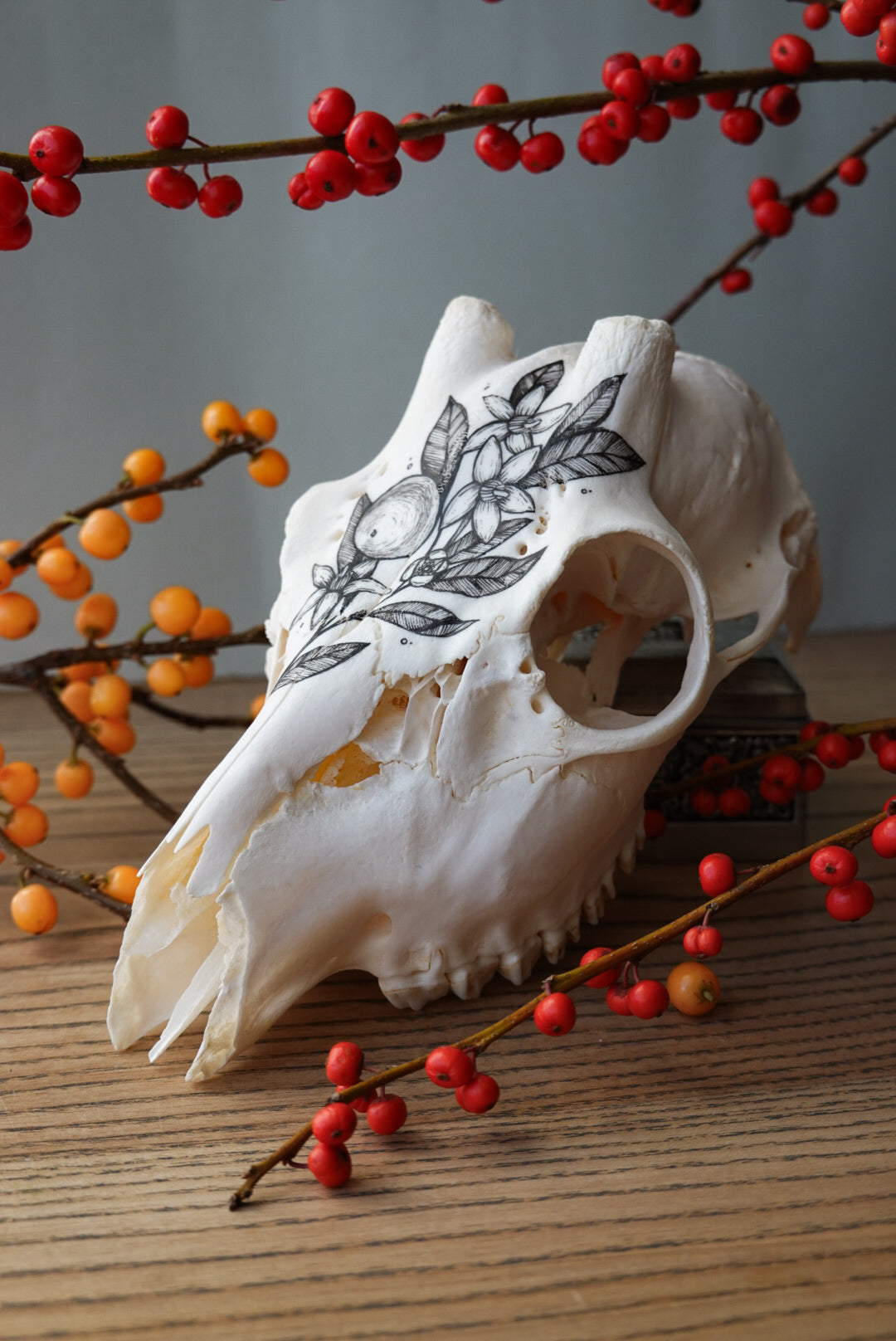 Hand painted roe deer "Mandarin Blossom"