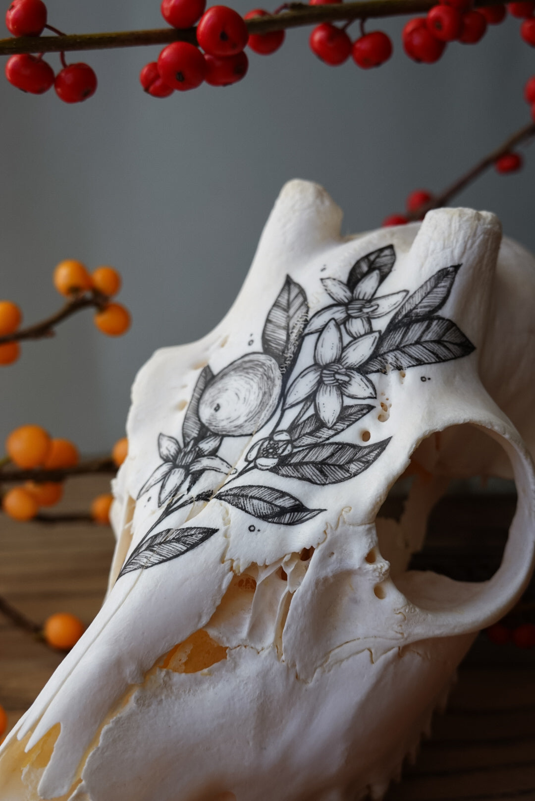 Hand painted roe deer "Mandarin Blossom"