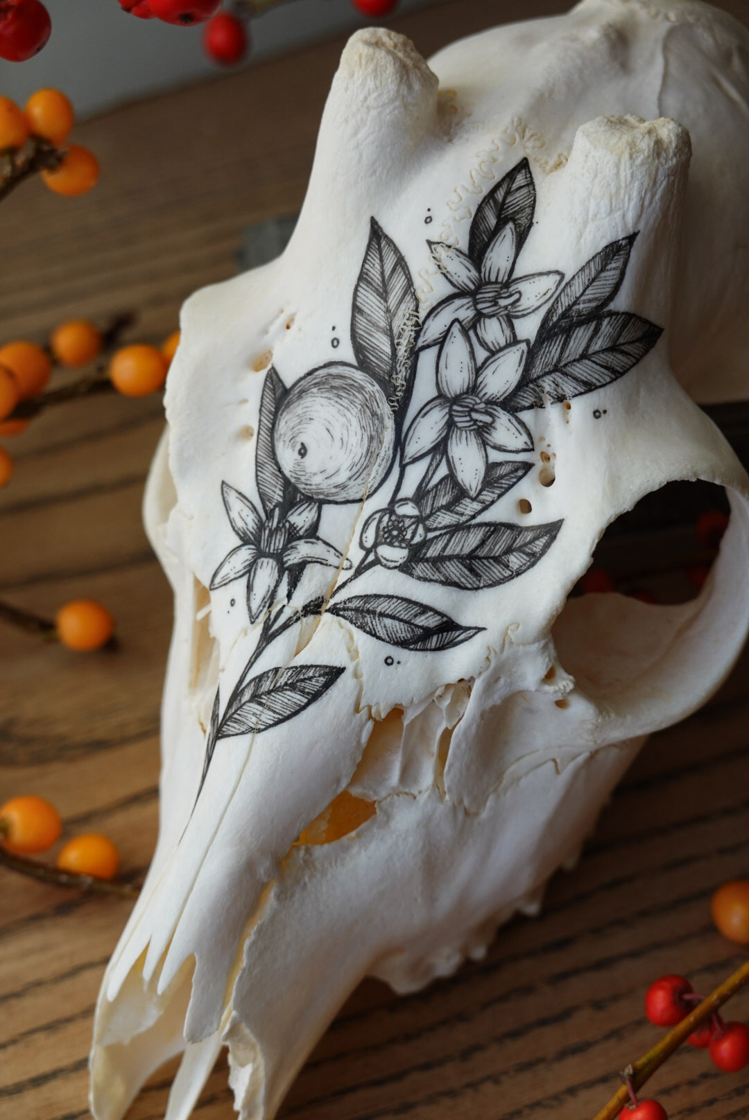 Hand painted roe deer "Mandarin Blossom"