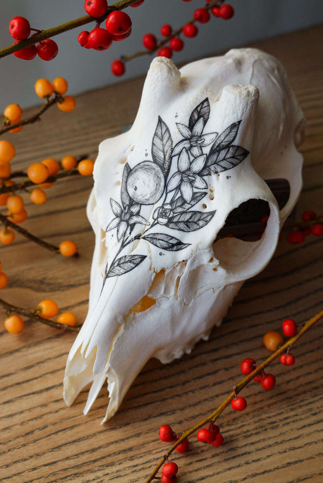 Hand painted roe deer "Mandarin Blossom"
