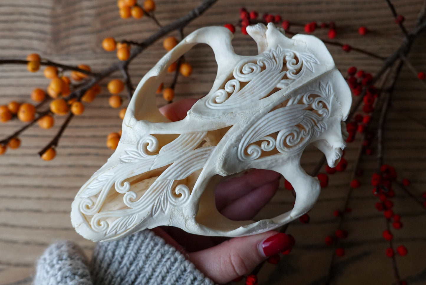 Hand-Carved Beaver Skull