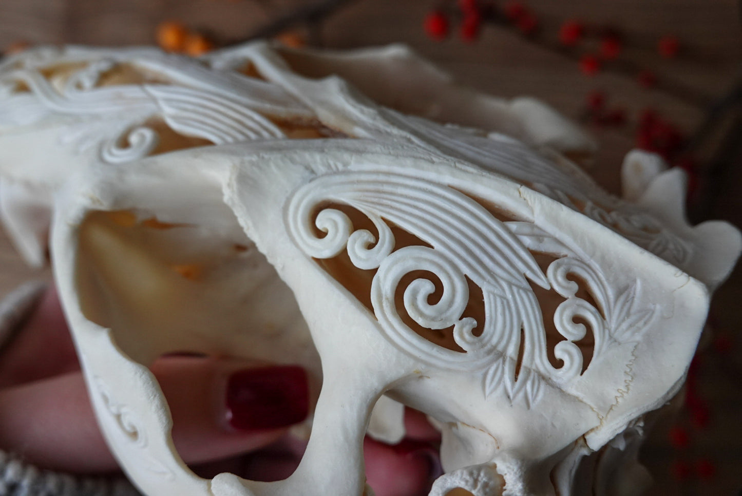 Hand-Carved Beaver Skull