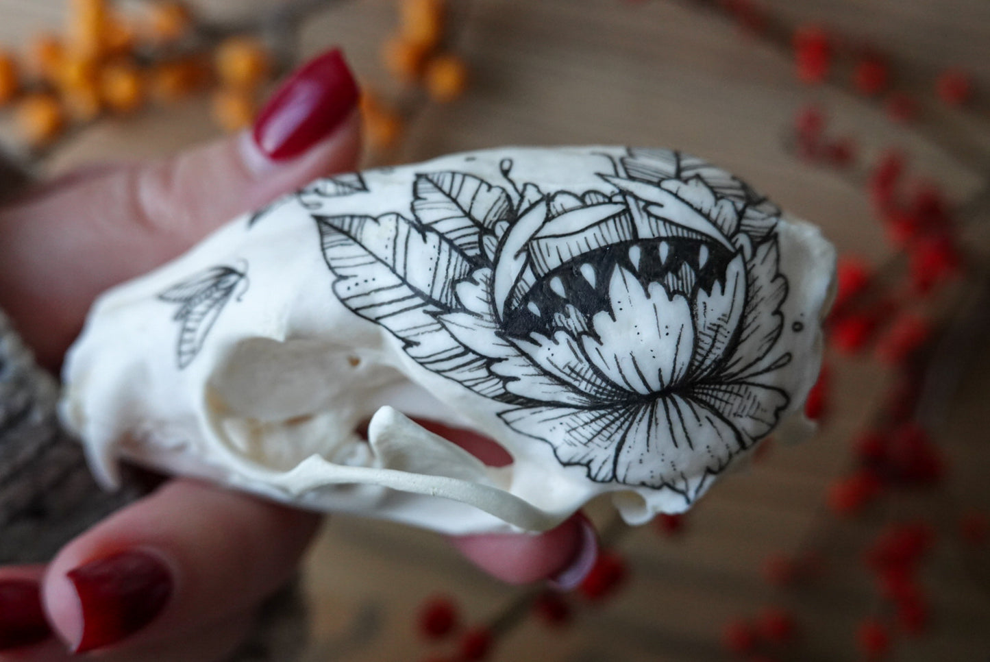 Hand painted marten skull