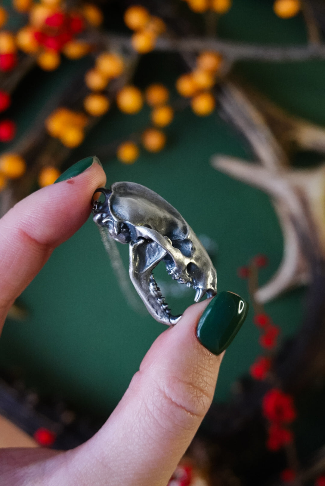 925 Sterling Silver Badger Skull Pendant – Intricately Detailed