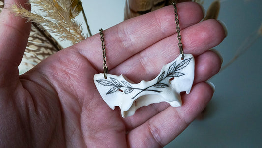 Hand-painted Red fox Atlas Vertebrae Necklace