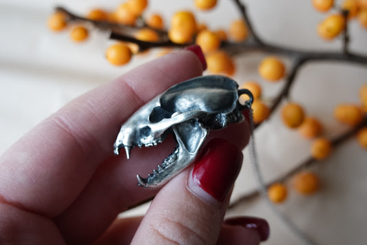 925 Sterling Silver Badger Skull Pendant – Intricately Detailed