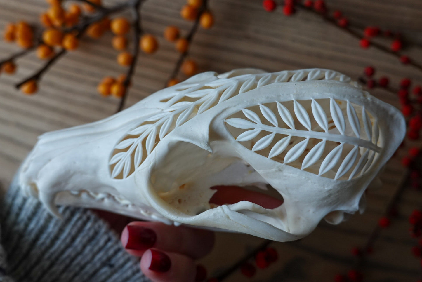 Hand-Carved Fox Skull