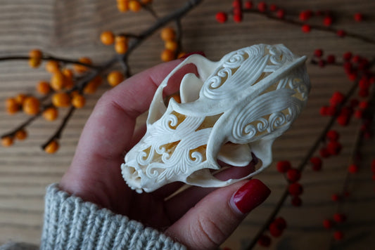 Hand-Carved Marten Skull