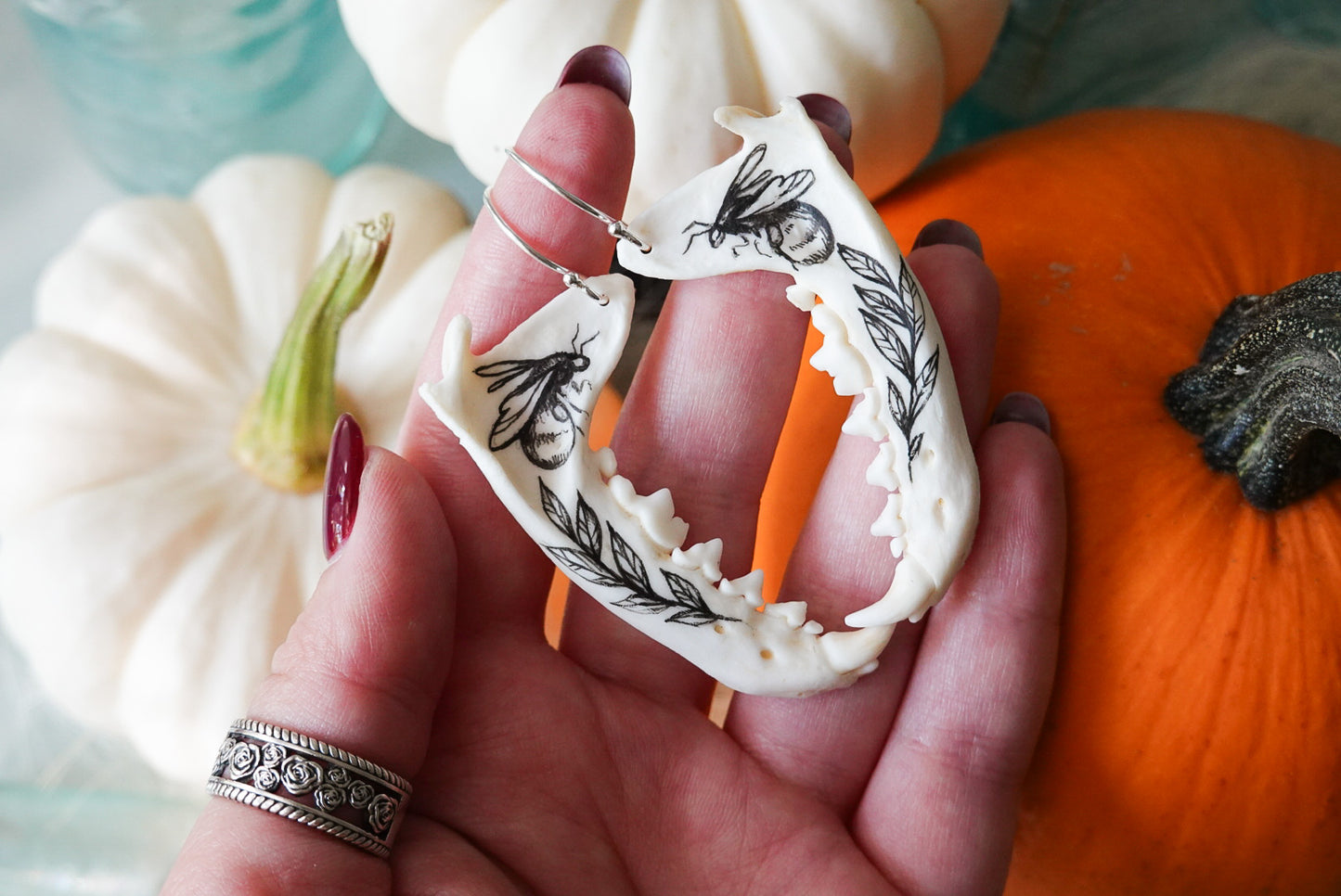 Elegance Earrings with marten jawbone