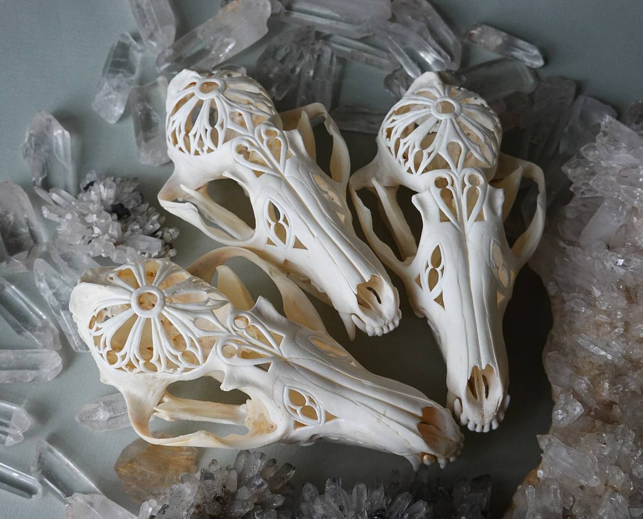 Hand-Carved Fox Skull